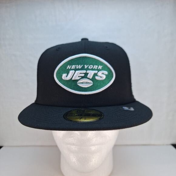 New York Jets New Era 59FIFTY Fitted Hat 7 3/8 Hat Cap Black NFL - Picture 1 of 7